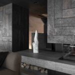 Cheminée et mobilier du Chalet N°14 à Verbier
